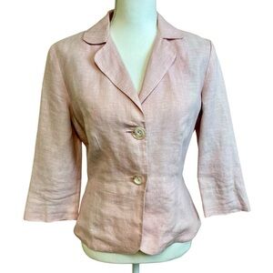 WENDY HIL Pink Linen Blazer Sz 8 Jacket Peplum Feminine Office Work Church